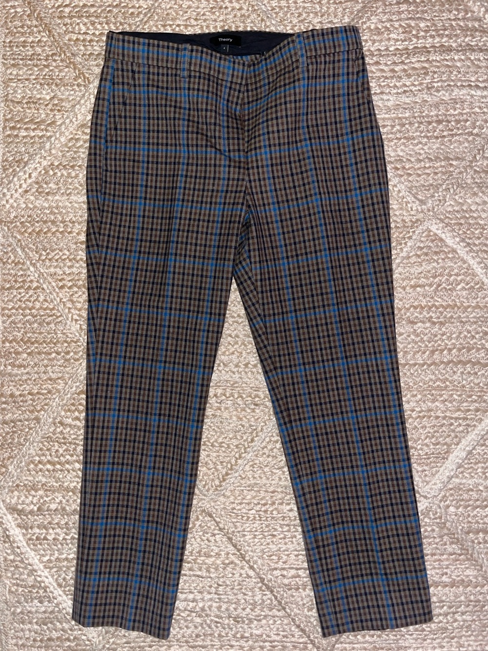Theory Treeca Plaid Cropped Trousers